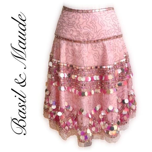 Anthropologie Dresses & Skirts - BASIL & MAUDE PINK SEQUIN ANTHROPOLOGIE SKIRT
